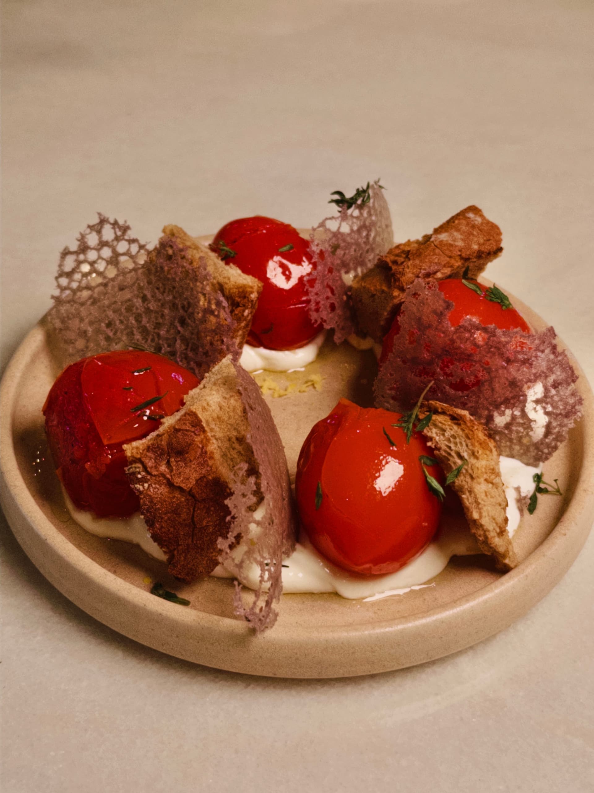 Cheese and Cream Plate with Confit Tomatoes